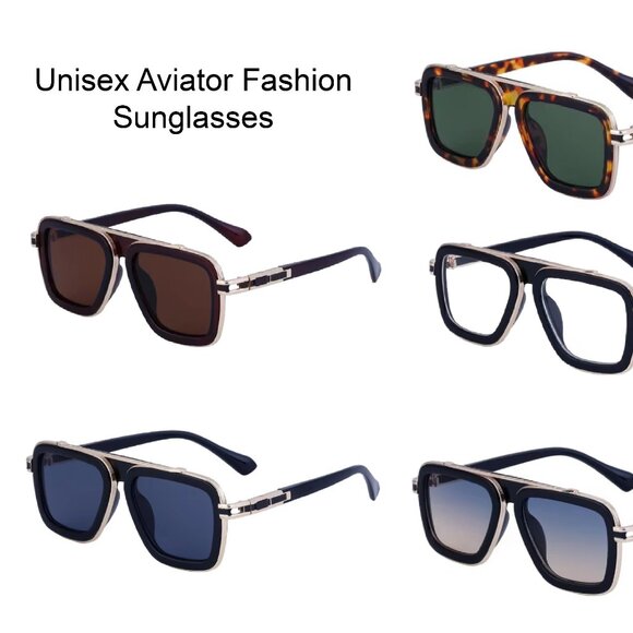 Unisex SUNGLASSES DESIGNER Aviator RETRO GOLD FRAME SHADESFASHION HIP HOP w/CASE - Picture 1 of 8